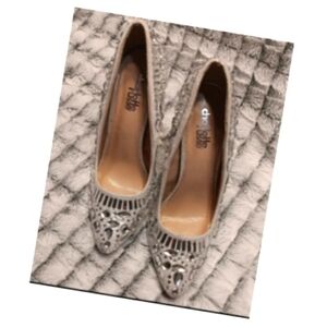 Charlotte Russe Elsa Stiletto Wm 6b Silver Diamond Statement 4" Heels